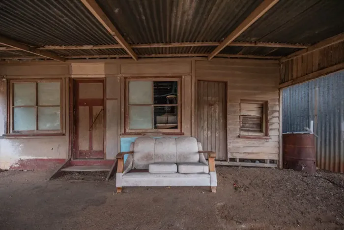 Framed Print : An old shop front in an abandoned town