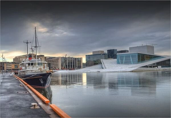 Oslo harbour and waterfront in winter, Norway