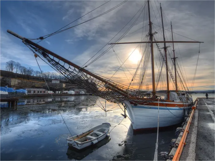 Framed Print : Oslo harbour and waterfront in winter, Norway
