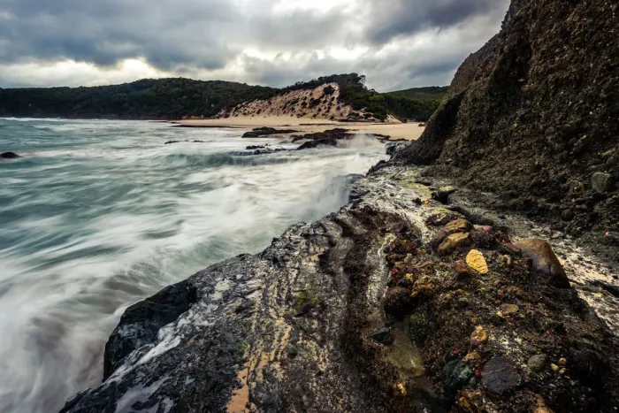 Framed Print : Osmiridium Beach at South Coast track, Southwest Tasmania