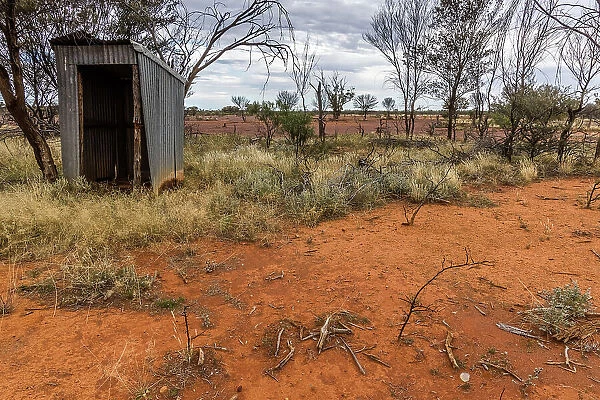 Outhouse. Typical outback toilet / outhouse / outback dunny located in Currawinya
