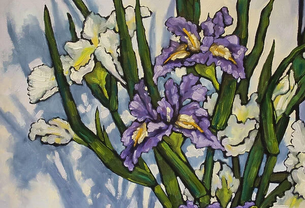 Painted Irises in Oil Paint