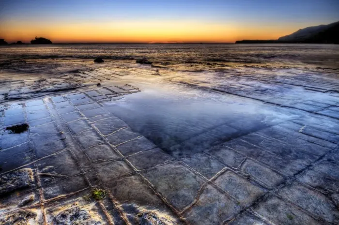 Framed Print : The Pan Formation of Tessellated Pavement, Lufra, Eaglehawk Neck, Tasmania, Australia