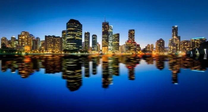 Framed Print : Panonama shot of Brisbane and its reflection Framed Print : Panonama shot of Brisbane and its reflection