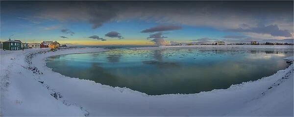 Panorama of Blonduos in Winter in Iceland