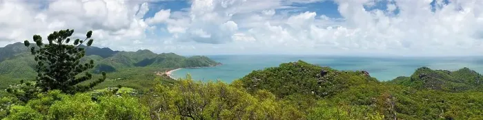Framed Print : Panorama of the coast, nature, landscape, eucalyptus, sea, Pacific Ocean on the tropical island of Magnetic Island, Queensland, Australia, Oceania