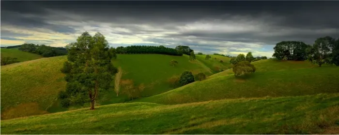 Framed Print : A panorama of the lush farmland in and around Dumbalk North, South Gippsland, Victoria