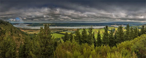 Panorama of the Waimakariri River gorge and surrounding countryside, South Island New Zealand