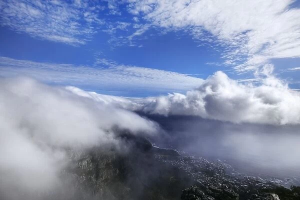 Passing Clouds With Table Bay View From The Top of Table Mountain, Cape Town, South Africa