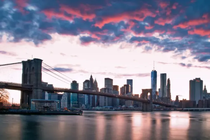 Framed Print : Pastel sunset sky over the Manhattan skyline Framed Print : Pastel sunset sky over the Manhattan skyline