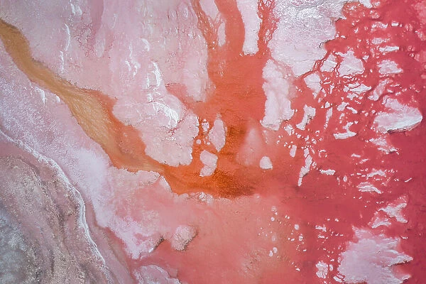 Pattern in Hutt Lagoon photographed from a drone point of view, Western Australia, Australia