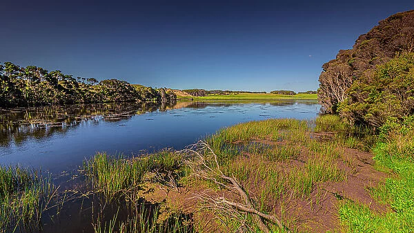 Pearshape and Ettricks Lagoons on the south coast road, King Island, Bass Strait, Tasmania, Australia