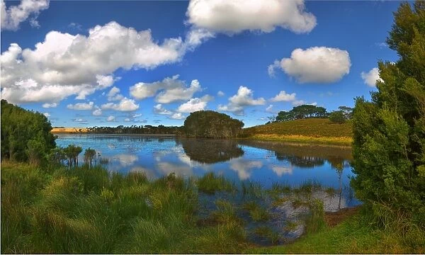 Pearshape Lagoon, a haven for migratory birds, King Island, Bass Strait, Tasmania, Australia