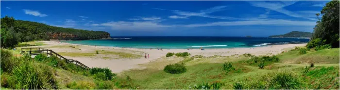 Framed Print : Pebble beach panorama, north Turros, New South Wales, Australia Framed Print : Pebble beach panorama, north Turros, New South Wales, Australia