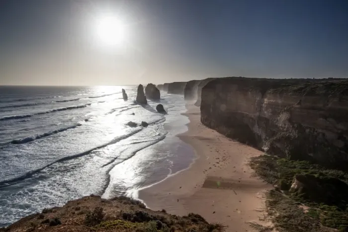 Framed Print : Penguin trails and Twelve Apostles Framed Print : Penguin trails and Twelve Apostles