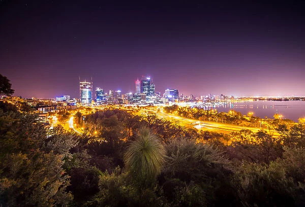 Perth City night view on Mount Eliza, Western Australia, Australia