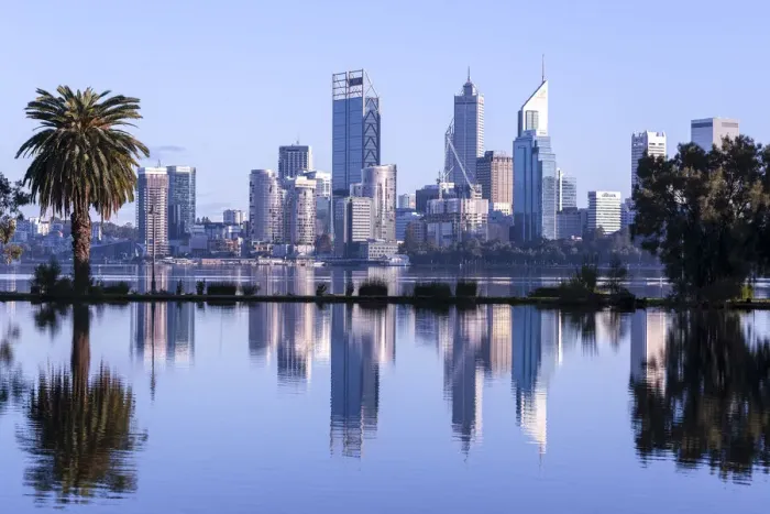 Framed Print : Perth city at sunrise