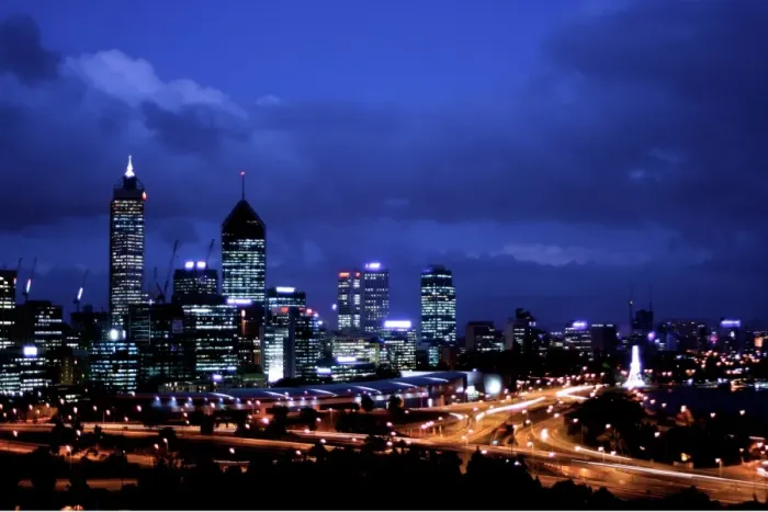 Framed Print : Perth Skyline at night Framed Print : Perth Skyline at night