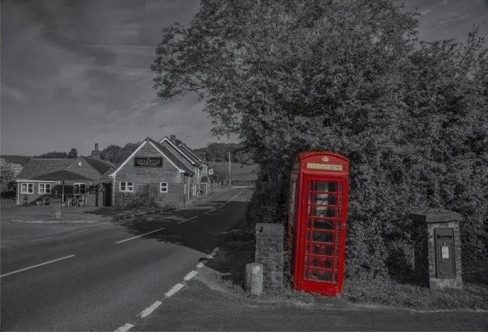 Framed Print : Phone booth in Morden Framed Print : Phone booth in Morden