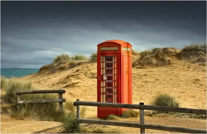 Framed Print : Phone box, Studland bay, Dorset, England, United Kingdom Framed Print : Phone box, Studland bay, Dorset, England, United Kingdom