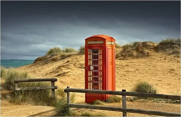 Phone box, Studland bay, Dorset, England, United Kingdom