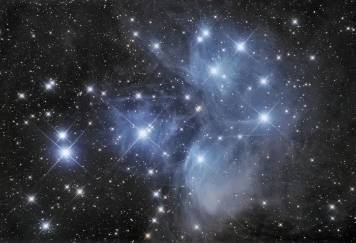 Framed Print : Pleiades. Star cluster with nebulosity