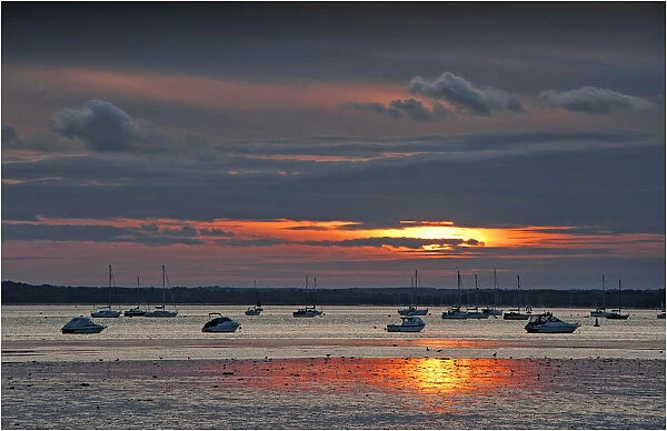 Poole harbour at dusk, Dorset, England, United Kingdom
