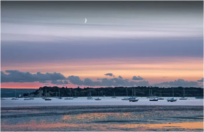 Framed Print : Poole harbour at dusk, Dorset, England, United Kingdom