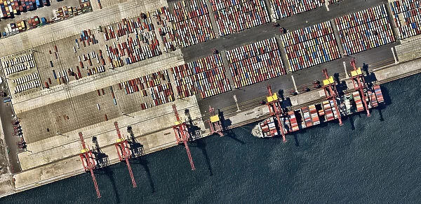 Port Botany, Botany Bay, Sydney, New South Wales, Australia, container ship, pier, port machinery, port cranes, multi-colored sea containers