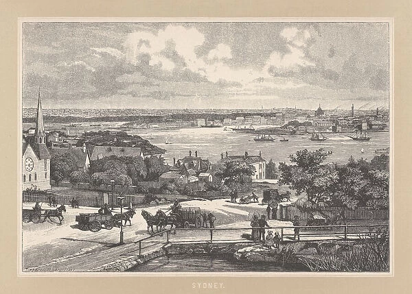 The port of Sydney, Australia, wood engraving, published in 1892