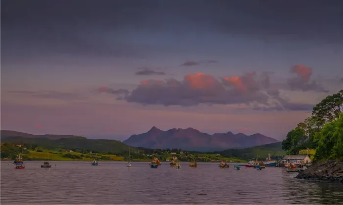Framed Print : Portree dusk, Isle of Skye, Scotland, United Kingdom
