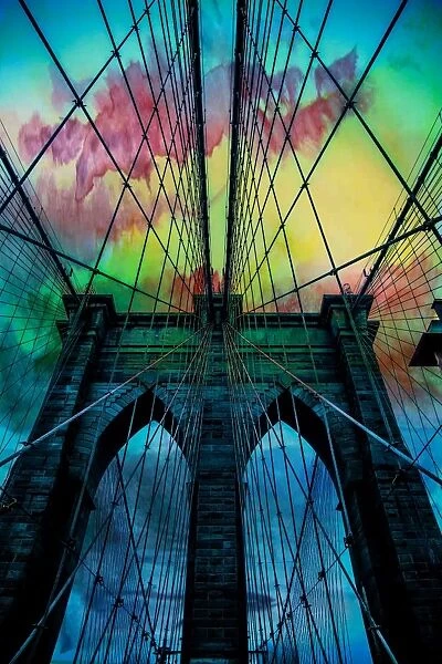 Psychedelic Skies over Brooklyn Bridge