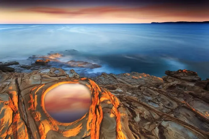 Framed Print : Putty Beach sunset