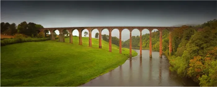 Framed Print : Railway viaduct over the river Tweed, Borders area, Scotland