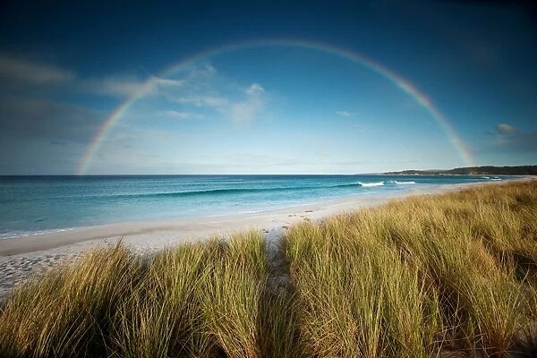 Rainbow over the Bay of Fires. Tasmania