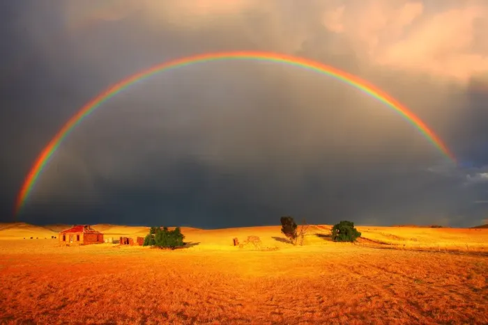 Framed Print : Rainbow over field Framed Print : Rainbow over field