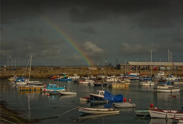 Rainbow over the harbour at Penzance, Cornwall, England, United Kingdom