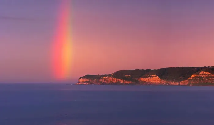 Framed Print : Rainbow over headland Framed Print : Rainbow over headland