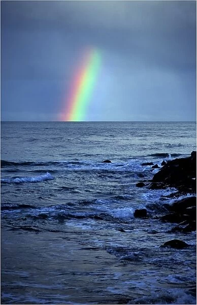 Rainbow over the ocean at Portland, Victoria, Australia
