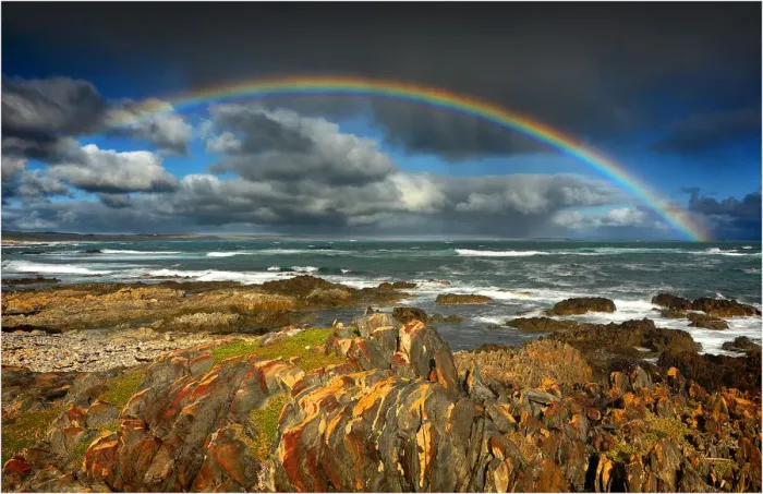 Framed Print : Rainbow after a storm, King Island, Bass Strait, Tasmania, Australia