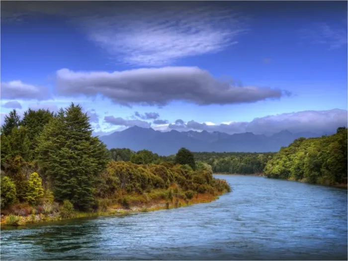 Framed Print : Rainforest and beautiful countryside around the Waiau river, South Island, New Zealand
