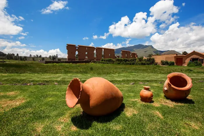 Framed Print : Raqchi Overview With The Temple of Wiracocha In The Background, San Pedro District, Canchis Province, Cusco Region, Peru