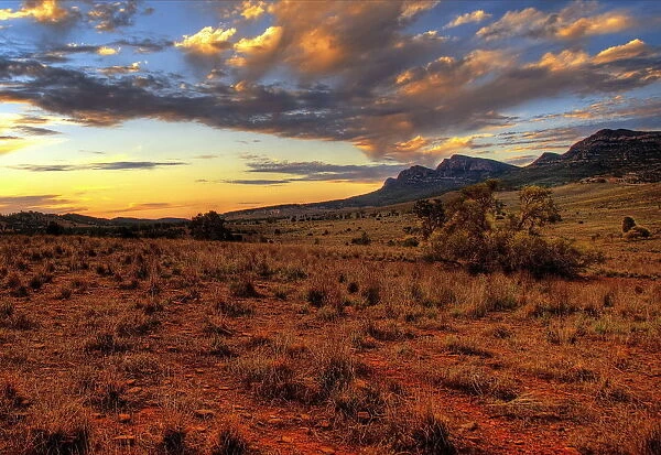 red earth. Sunset at Flinders Ranges.Flinders Ranges is the largest mountain