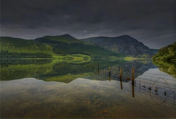 Reflections at Llyn Cwellyn in the Snowdonia National Park, northern Wales, United Kingdom