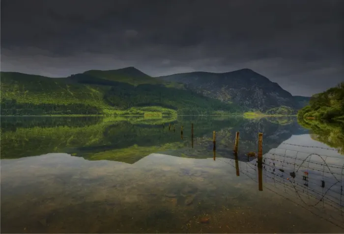 Framed Print : Reflections at Llyn Cwellyn in the Snowdonia National Park, northern Wales, United Kingdom Framed Print : Reflections at Llyn Cwellyn in the Snowdonia National Park, northern Wales, United Kingdom
