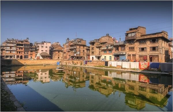 Reflections in the old village of Bhaktapur, Western Himalayas, Nepal