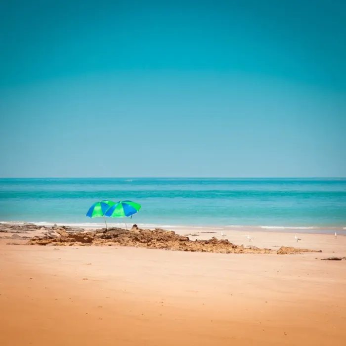 Framed Print : Relaxing and enjoying beach in broome