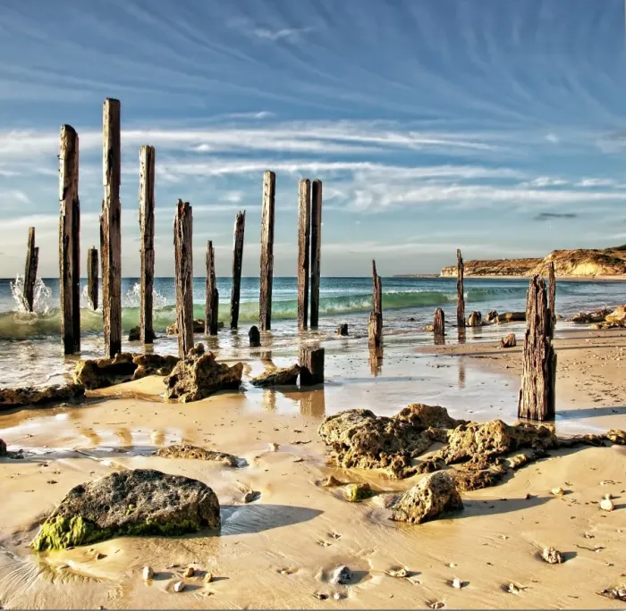 Framed Print : Remains of old pier