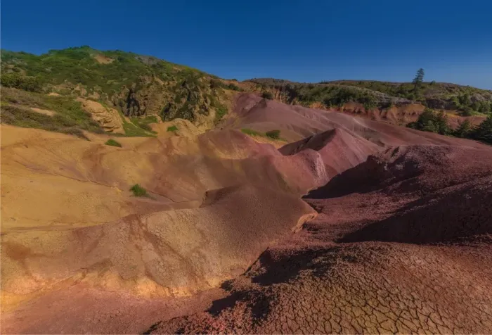 Framed Print : The rich red and ochre hues of the scarred landscape on Phillip island, situated just off Norfolk Island, south pacific ocean Framed Print : The rich red and ochre hues of the scarred landscape on Phillip island, situated just off Norfolk Island, south pacific ocean