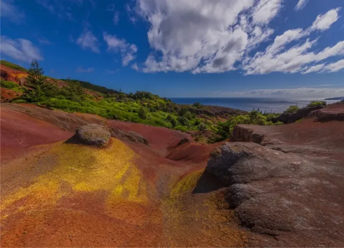 Framed Print : The rich red and ochre hues of the scarred landscape on Phillip island, situated just off Norfolk Island, south pacific ocean Framed Print : The rich red and ochre hues of the scarred landscape on Phillip island, situated just off Norfolk Island, south pacific ocean